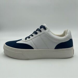 SZ 9-JSLIDES Gabbie Platform Sneaker in White Navy Faux Leather -MSRP $168